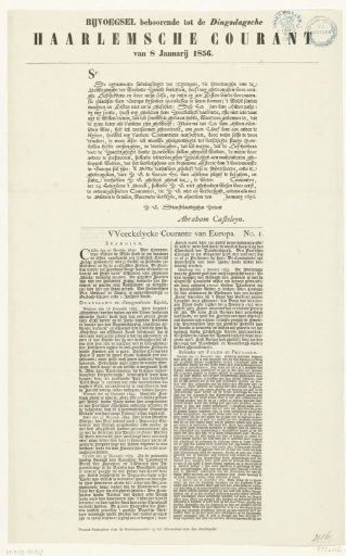 Reprint of the first Haarlemsche Courant of 8 January 1656