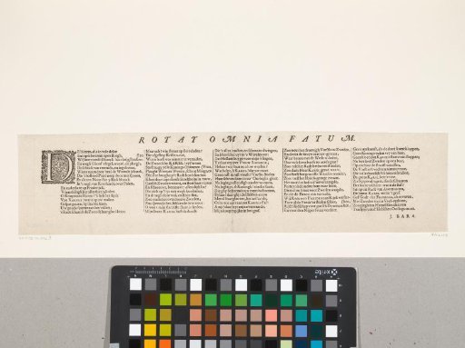 Text plate accompanying the print of the Wheel of Fortune with the death of the Swedish king Charles X Gustav, 1660