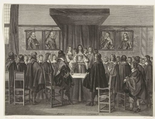 King Charles II of England addresses the standing members of the States-General, 1660