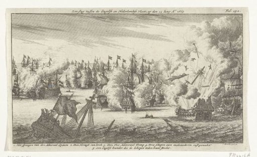 Sea Battle at Lowestoft and the Explosion of the Eendracht, 1665