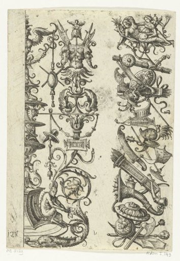 Flat Decoration, Left Half of a Candelabrum, Right Half an Armor Trophy