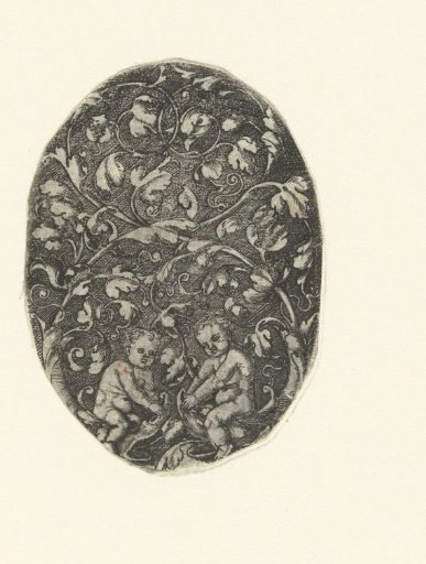 Oval with Leaf Scrolls Crossing Each Other