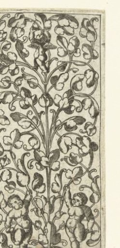 Leaf Scrolls with Two Boys at the Bottom
