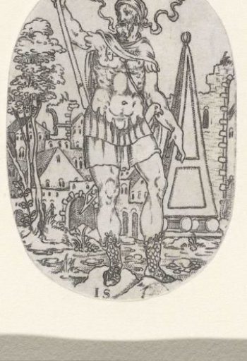 Man with a Wapenrok at an Obelisk.