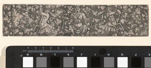 Frieze with a crouching satyr between two tritons