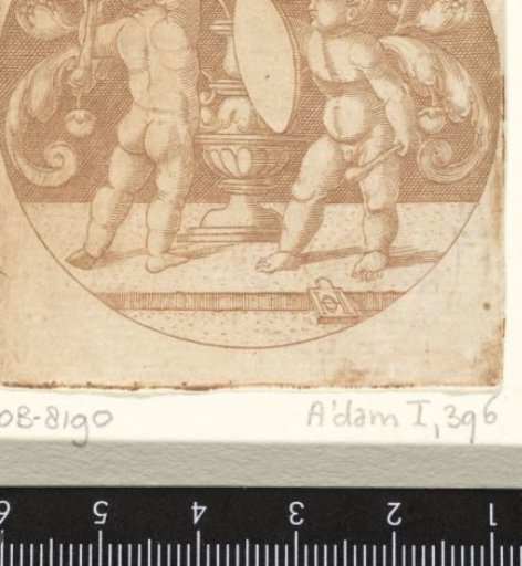 Medallion with two children, armed with clubs