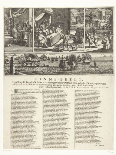 Allegory on the English King Charles II and the arson on Terschelling, 1666