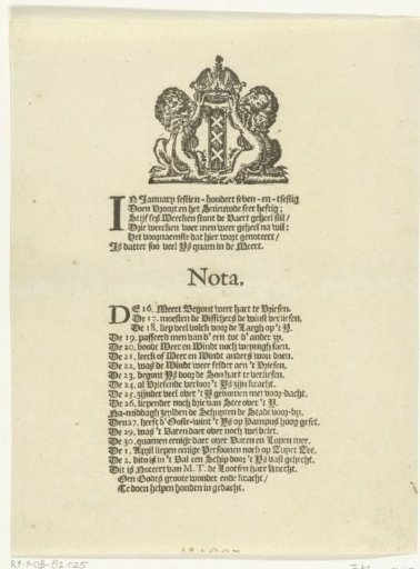Poem on the severe frost in Amsterdam in March 1667