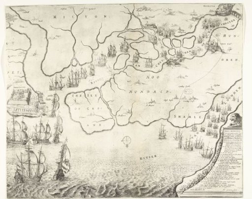 Map of the Mouth of the Thames with the Expedition to Chatham, 1667