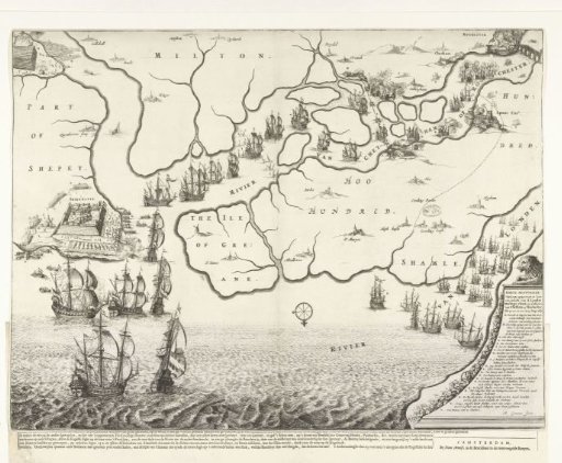 Map of the Mouth of the Thames with the Expedition to Chatham, 1667