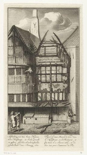 Two burned houses in the Oude Nieuwstraat, 1682