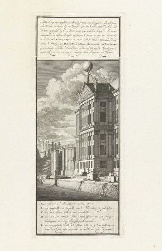 Demonstration of the fire hose engines on the water of the Nieuwezijds Voorburgwal behind the Town Hall, 1672-1673