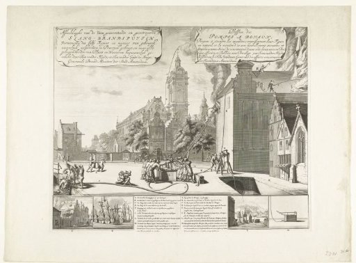 Application of the new fire hose lines, 1677