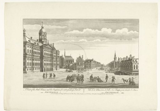 Demonstration of the hose nozzles at the Town Hall on the Dam, ca. 1750