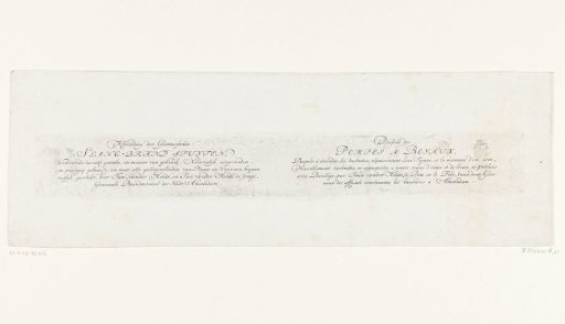 Plate with the engraved titles in Dutch and French accompanying the print on the use of the new fire engine hoses, 1677