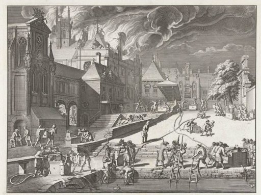 Use of the new fire engine hoses, 1677