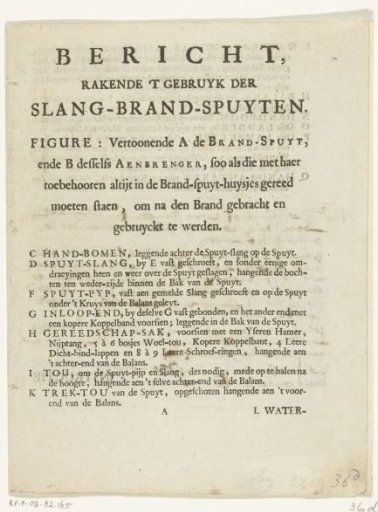 Instructions for the use of the hose nozzles, ca. 1695