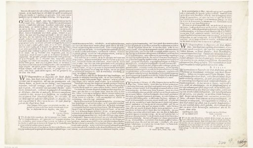 Sheet with the printed testimonies of Ruben and Jacob van der Helling regarding the hose fire engines, 1697
