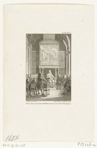 Prince William III Received in the City Council in Amsterdam, 1672