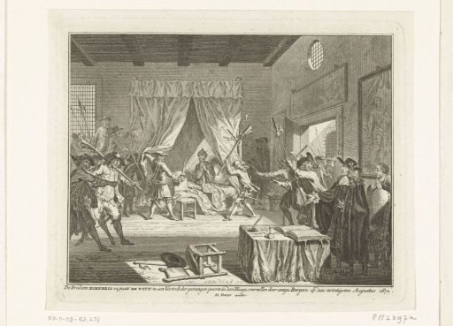 Johan and Cornelis de Witt attacked in their room in the Gevangenpoort, 1672