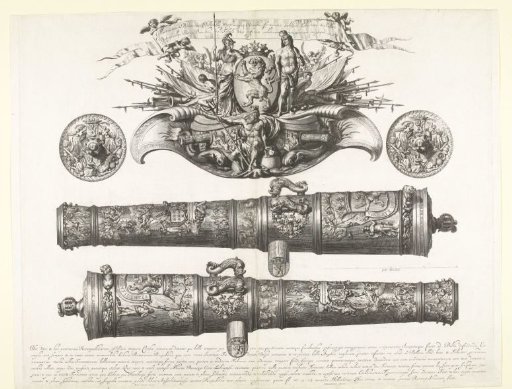 Rear and side view of two cannons by Benningh