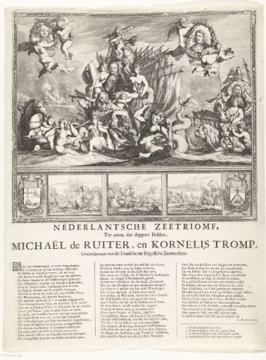 Allegory in honour of Michiel Adriaenszoon de Ruyter and Cornelis Tromp and their victories in the naval battles of 1672 and 1673