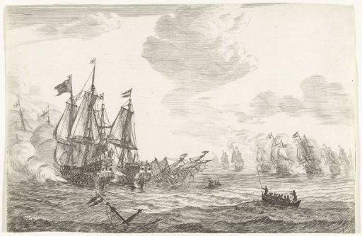 A naval battle, ca. 1652-1654