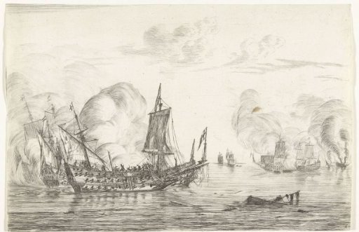 End of a naval battle, ca. 1652-1654