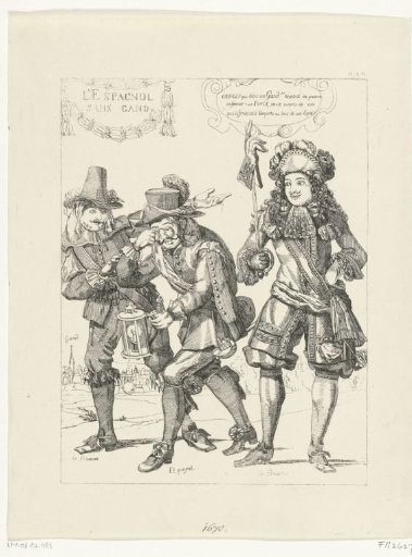 Reproduction of a French caricature on the loss of Ghent, 1678