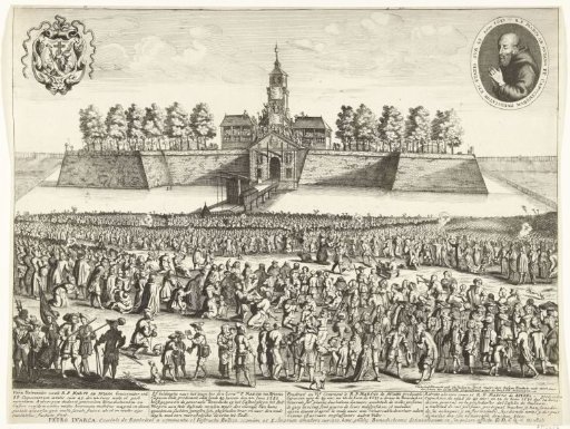 Preaching and miraculous healing by the Capuchin Marcus van Aviano in Antwerp, 1681