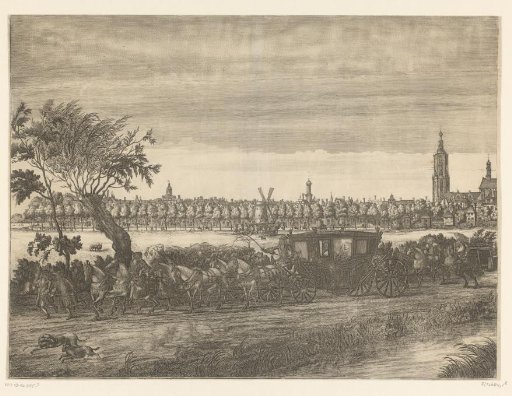 Walking tour of Prince William III outside The Hague (sheet bottom left), 1686