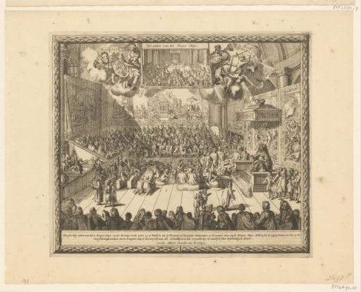 King William III at a sitting of the House of Commons, 1689