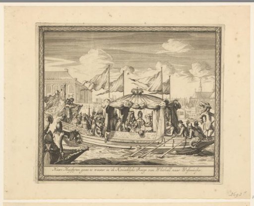 Prince William III and the Princess sailing from Whitehall to Westminster, 1689