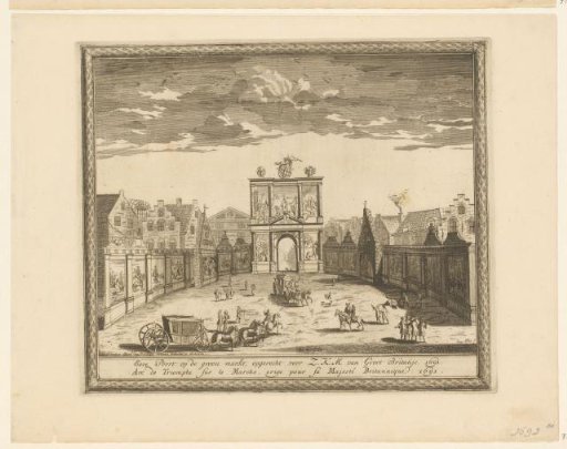 Triumphal arch on the Grote Markt for the entry of King William III in The Hague, 1691