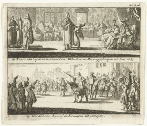 William and Mary proclaimed King and Queen of England, 1689