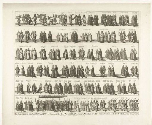 Procession with William III and Mary to the Coronation in Westminster Abbey, 1689