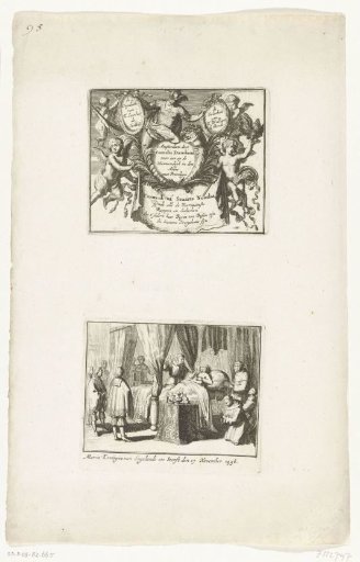 Sheet with title print and the death of Mary Tudor in 1558