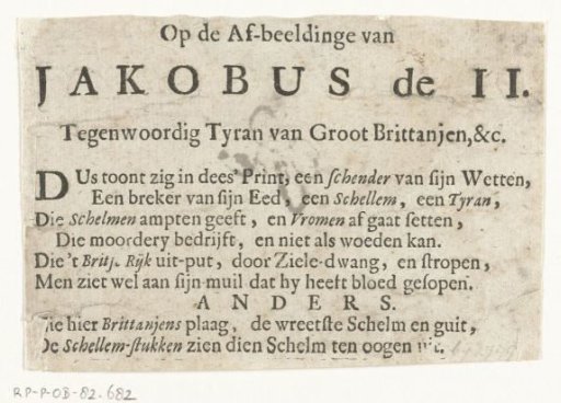 Poem on King James II of England, ca. 1688-1689