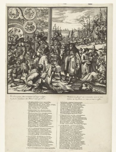 Satirical print on James II and the arrival of William III, 1689