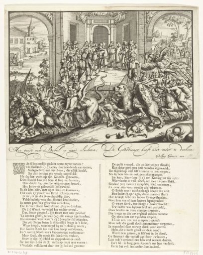 William III on the Dutch Lion drives Father Peters away on the dragon of Babylon, 1689