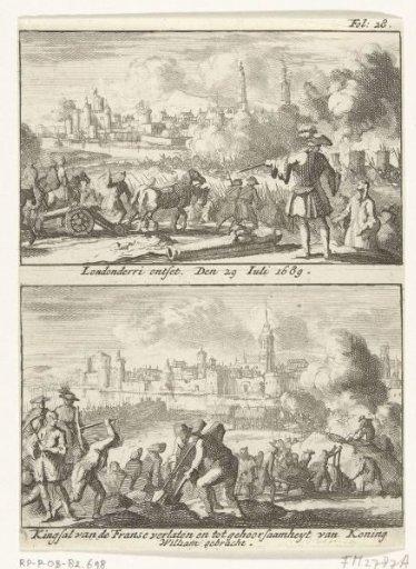 Battle in Ireland at Londonderry and Kinsale, 1689