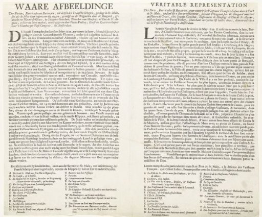 Text Sheet accompanying the Print of the Fleeing French Ships in Saint-Malo, 1692