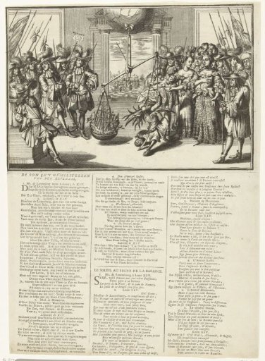 Satirical Print in Which the Loss of Namur Does Not Offset the Victory at La Hogue, 1692