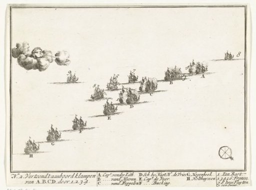 Naval Battle between the Dutch and the French on the North Sea (plate 2), 1694