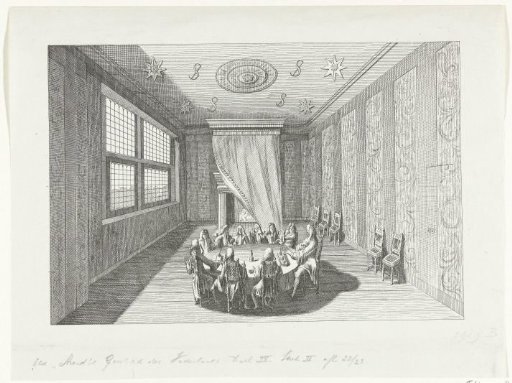 Reproduction of the Print of the Room Where the Peace Was Signed in the House at Nieuwburg in Rijswijk, 1697
