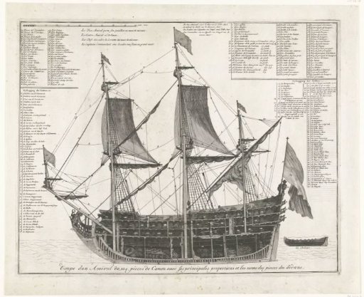 Admiral's ship, in cross-section, ca. 1700