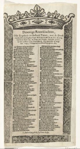 Mourning verse on the death of William III, 1702