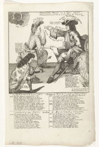Madame de Maintenon and Philip V kneeling before Louis XIV, 1706