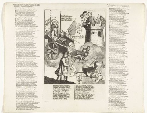Satirical print on the loss of Menen and the arrival of the Duke of Vendôme from Italy, 1706