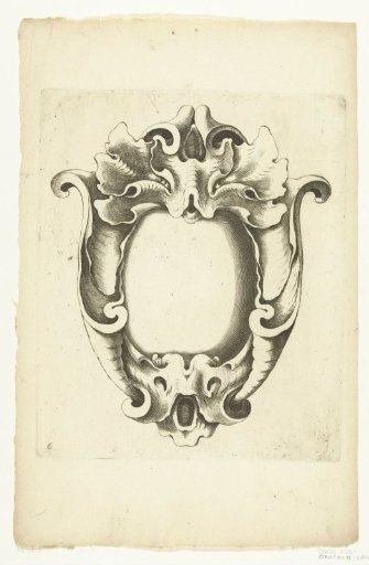 Cartouche with two masks